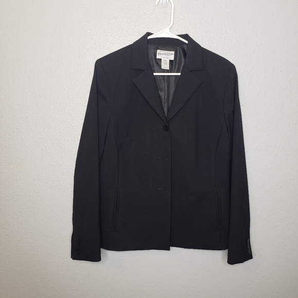 Pendleton black wool 3 button career jacket blazer SZ 12 - Picture 2 of 6